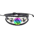 Anime Mega Stone Poke Snap Weave Leather Bracelet Glass Cabochon Adjustable Bangle Jewelry for Women Kids .
