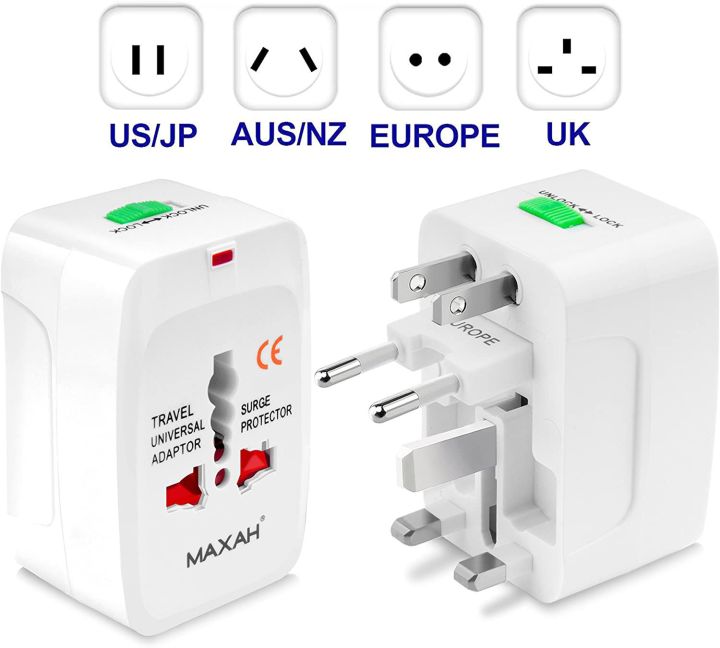 AU US UK EU Converter All in One International Plug Adapter 2 USB Ports World Travel AC Power Charger Adapter