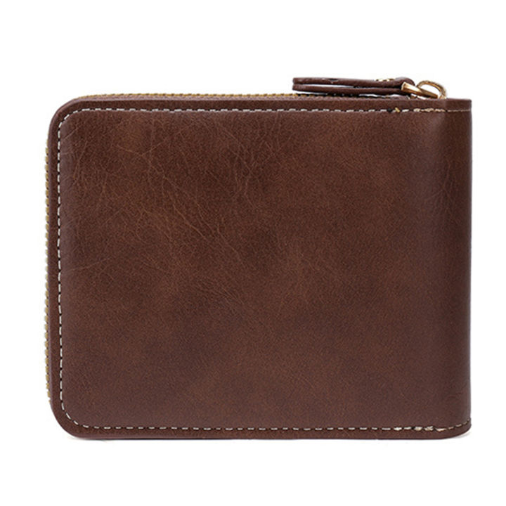 Vintage%20Men%20High%20Quality%20PU%20Leather%20Small%20Wallet%20Short%20Horizontal%20Zipper%20Coin%20Pocket%20Tri-fold%20Card%20Case%20Purse%20billetera%20hombre%20-%20Image%206