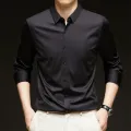 New Men's Business Casual Long Sleeved Solid Color Shirt Wrinkle Resistant Wrinkle Free Comfortable All Season Versatile Top. 