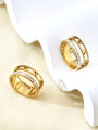 Fashion Design Personalized Luxury Stainless Steel 18K Gold-Plated Single Row Diamond Roman Numeral Openwork Ring For Women pen gpt. 