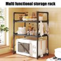 Microwave Storage Rack Kitchen High-capacity Seasoning Rack Bilayer Oven Modern PP Material Minimalism Kitchen Furniture. 