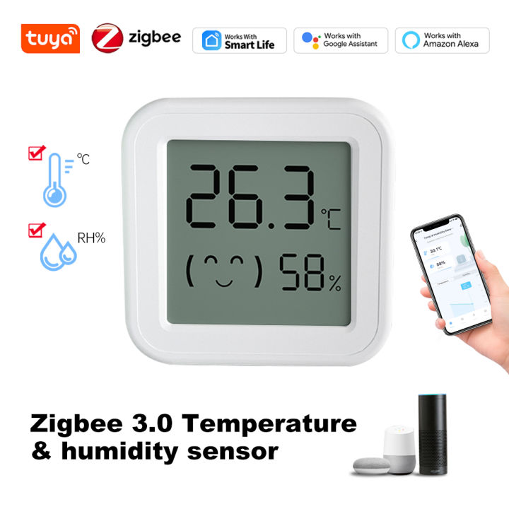 Zigbee Smart Temperature Humidity Sensor Tuya Mini LCD Digital Display ...