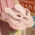 Summer Fashion Chunky Platform Flip Flops Women Outdoor Letter Printing Thick Bottom Slippers Woman Anti Slip Beach Sandals. 