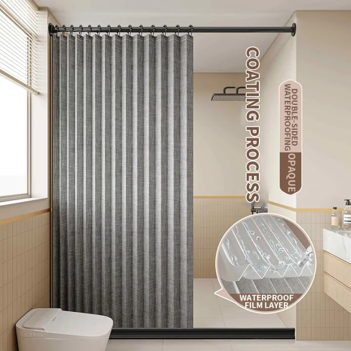 Fashionable%20Foldable%20Double-Sided%20Magnetic%20Shower%20Curtain%20Thick%20Fabric%20Home%20Decor%20Shower%20Partition%20Curtain%20for%20Bathroom%20Decor%20-%20Image%202