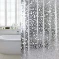 Bathroom Shower Curtain Transparent Lining Waterproof Bathtub Bathing Cover PEVA Mildew Proof Cobblestone Curtain with Hooks. 
