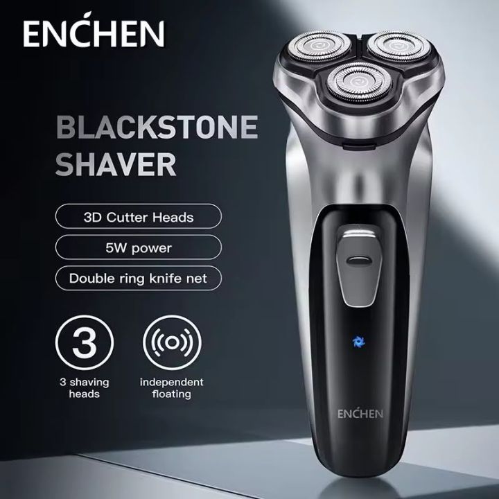 ENCHEN Blackstone Electrical Rotary Shaver 3D Floating Blade Type-C USB Rechargeable Shaver