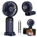 Handheld Mini Fan Foldable Portable Neck Hanging Fans 5 Speed USB Rechargeable Fan with Desk Phone Stand and LED Display Screen. 