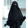 Black Namazi Hoodie Niqab Hijab For Muslim Women Bm Georgette Fabric Shukriya Closet - Hijab Cap. 