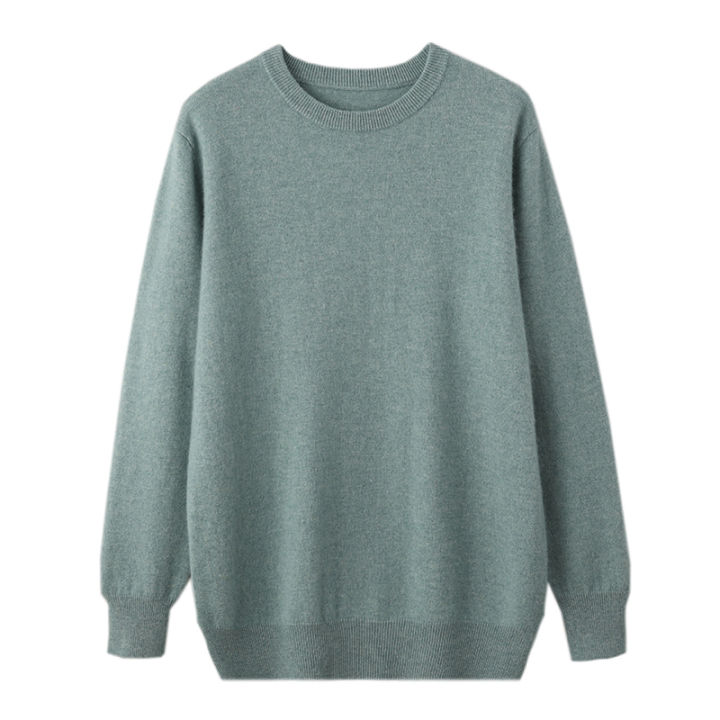 2025%20100%25%20Pure%20Merino%20Wool%20Men's%20Round%20Neck%20Pullover%20Solid%20Color%20Plus%20Size%20Casual%20Sweater%20Autumn%20And%20Winter%20Sports%20Cashmere%20Top%20-%20Image%202