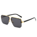 2024 New Square Frame Sunglasses Europe And The United States Fashion Sunglasses Men And Women Half Frame Sunglasses.
