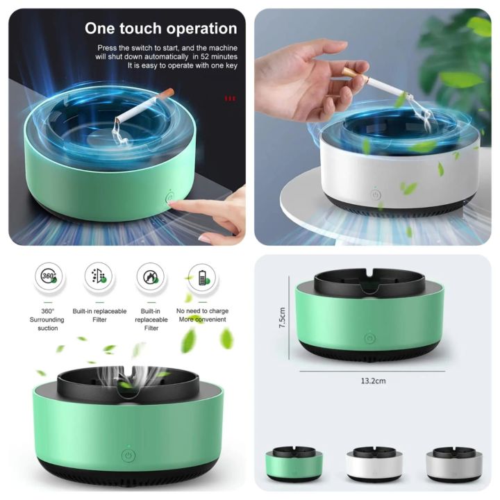 Self Extinguishing Smart Ashtray Smokeless Ashtray Air Purifier Anti-odor Anti-smoke Ashtrays Smoking Accessories Home-appliance