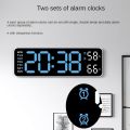 Large Digital Wall Clock Temperature and Humidity Week Display Brightness Adjustable Electronic LED Table Alarm Clock 12/24H. 