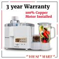 Premium Quality 4 in 1 Juicer Blender Grinder Chopper Machine ( Milkshake Jug + Grinder + Chopper ) - Standard Quality 750 Watts ( 7025 Copper Winding ) Motor Installed With 3 year Warranty. 