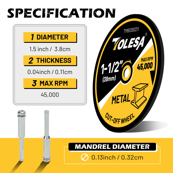 TOLESA%2050PCS%20Cut%20Off%20Wheel%201-1/2%20Inch%20Cutting%20Wheels%201.5"x1/8"%20for%20Metal&Steel%20Professional%20Fast%20Cutting%20Disc%20for%20Angle%20Grinder%20-%20Image%202