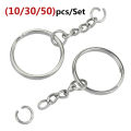 10/30/50pcs Open Metals Key Ring with Chain and Jump Rings Silver Color Metal Parts with Open Ring and Connector DIY Jewelry.