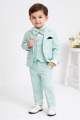 Baby Boy Formal Suit Set Mint Green with Black/White Shirt | Kids Party Wedding Dress | 6 Months–11 Years. 