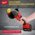 Milwaukee Brushless Angle Grinder 100/125mm High Power Cutting Electric All-purpose Cordless 18V Lithium Battery Power Tools. 