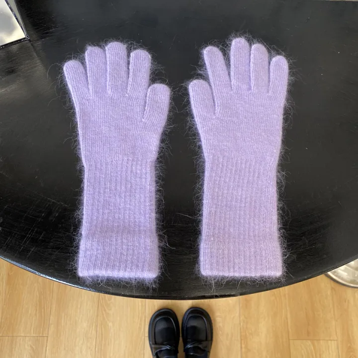 2024%20Female%20Elastic%20Full%20Fingers%20Gloves%20long%20Rabbit%20Wool%20Gloves%20Women%20Winter%20Mittens%20%20Solid%20Color%20Mittens%20Thicken%20Warm%20Gloves%20-%20Image%204