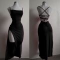 2025 explosive new dress summer high sensibility halter strap Spice Girl bag hip dress.