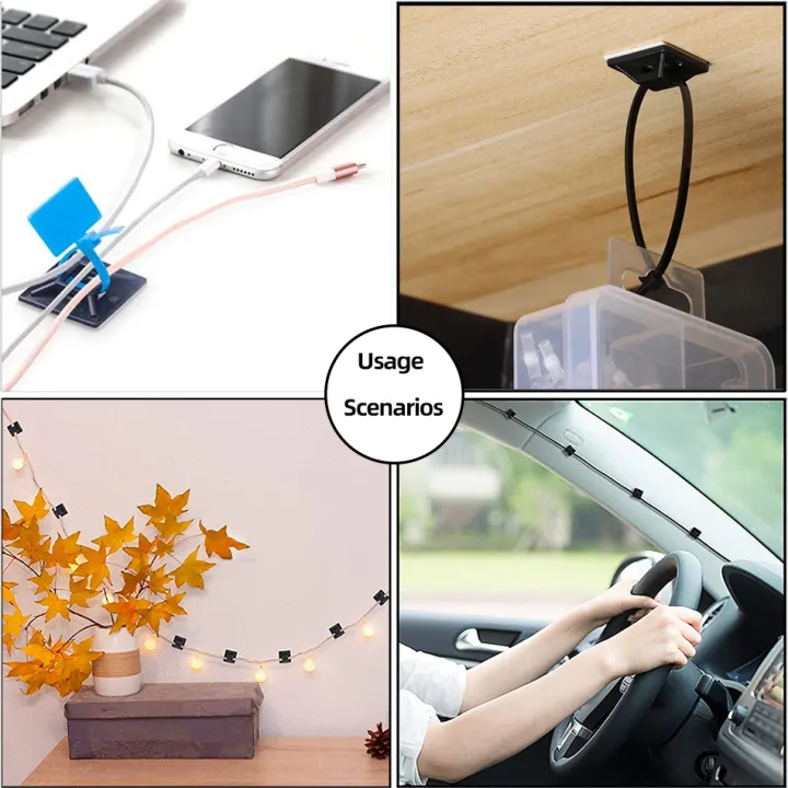 160pcs%20Zip%20Tie%20Mounts%20Self-Adhesive%20Backing%20Cable%20Organizer%20Management%20Clips%20Wall%20Anchors%20for%20Secure%20Wire%20Holding%20Light%20fixation%20-%20Image%204