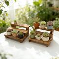 2Pcs Dollhouse Wooden Three Layer Storage Shelf Simulation Mini Garden Flower Stand Doll House Decoration Ornaments. 