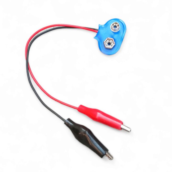 1PCS - 10cm 9V Battery to Alligator Clip Wire Cable PP9 to Alligator Clip