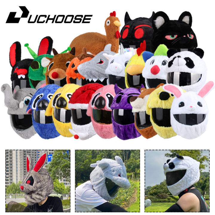 Helmet Protection Headgear Cover Cartoon Fluffy Plush Set For