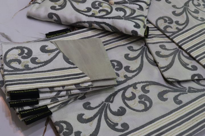 Ivory%20Scroll%20Work%20Dining%20Table%20set%20Table%20Runner%20Table%20Mats%20Tissue%20box%20cover%20and%20cutlery%20Holder%20Dining%20Table%20set%20for%208%20-%20Image%209
