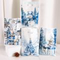 10/20/50pcs Blue Christmas Candy Bags Santa Claus Snowman Gift Handheld Bags Christmas Decor 2025 Winter Holiday Party Favors.