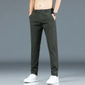 2024 Summer New Thin Ice Silk Stretch Men's Pants Casual Elastic Waist Smooth Trouser Pants Male Brand Clothing 5 Colour. 