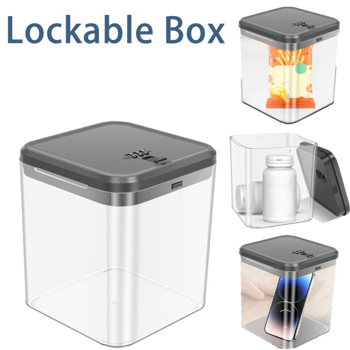 Transparent Lockbox Transparent Lock Box with Password Lockable Storage Box for Phone ...