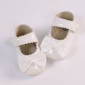 Baby Girls Leather Bowknot Princess Shoes, Non-slip Hook And Loop Fastener Single Shoes Trendy Elegant Crib Shoes Prewalker Shoes. 