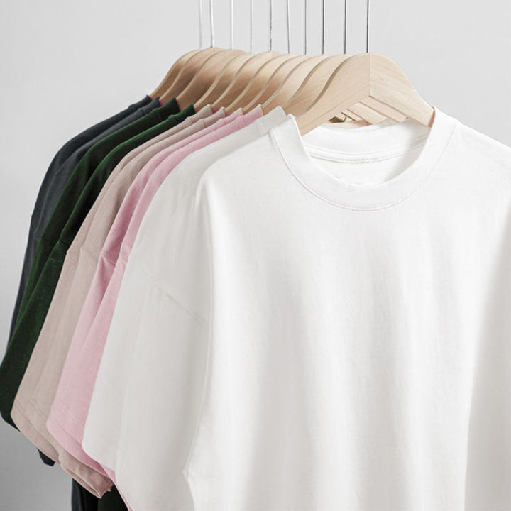 Men's%20solid%20color%20round%20neck%20short%20sleeved%20T-shirt%20simple%20and%20fashionable%20pure%20cotton%20heavyweight%20high-quality%20streetwear%20-%20Image%205