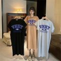 Summer Stylish Letter Style Print Loose Comfortable Round Neck Short Sleeve Women's Large Size Dress. 