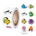 500Pcs/Roll Cartoon Marine Animals Reward Stickers 2.5cm/1.0in Perfect For Learning Games PC Notebook Pad Fridge Gift Seal Label. 