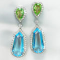 Huitan Colorful Bridal Dangle Earrings for Wedding Inlaid Geometric Cubic Zirconia Top Quality Women Earrings Luxury Jewelry New.