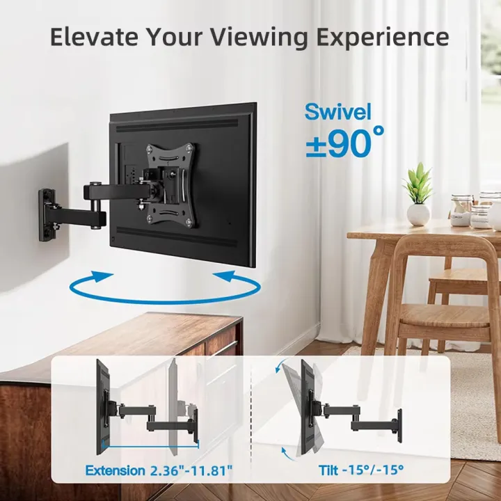 Full%20Motion%20TV%20Monitor%20Wall%20Mount%20Bracket%20Articulating%20Arms%20Swivel%20Tilt%20Extension%20Rotation%20for%20Most%2010-32%20Inch%20Flat%20Curved%20TVs%20-%20Image%203