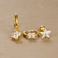 3PCS Stainless Steel Zircon Flower Pendant Hoop Earrings Set for Women Simple Huggies Cartilage Earring Piercing Jewelry aretes.