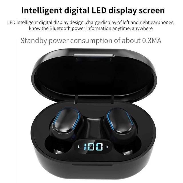 Headset Bluetooth E75 TWS Digital LED Display