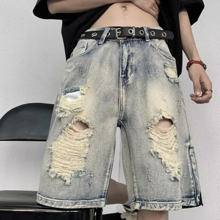 Summer%20ripped%20denim%20shorts%20men's%20cropped%20pants%20trendy%20brand%20fat%20plus%20fat%20plus%20plus%20plus%20size%20loose%20beggar%20mid%20pants%20horse%20pants%20-%20Image%204