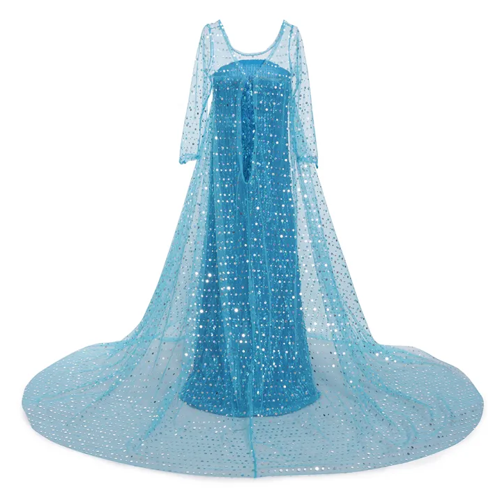 Toddler%20Shimmering%20Elsa%20Maxi%20Dress%20Feastured%20Princess%20Snow%20Queen%20Costume%20Full%20Bodice%20Sequins%20Embellished%20Christmas%20Party%20Frocks%20-%20Image%202