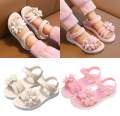 Girls Flowers Sandals Kids Sweet Princess Shoes for Party Wedding Kids Leather Sandals French Style Chic Summer Fashion 2025 New Casual Non-Slip. 