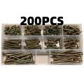 200pcs Box Pack Colored Zinc Plated Fiberboard Nails M3-M4 Countersunk Cross Self-Tapping Woodworking Screws. 