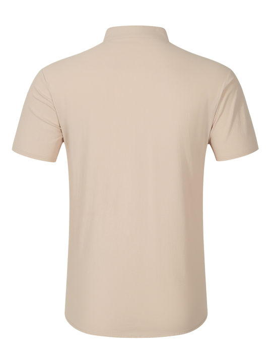 Summer%20men's%20cotton%20and%20linen%20set%20casual%20Henley%20shirt%20short%20sleeved+loose%20straight%20leg%20pants%20solid%20color%20two-piece%20set%20-%20Image%206
