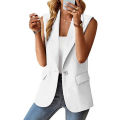 2024 Spring/Summer New Polo Collar Suit Vest Women's Style Commuter Sleeveless Cardigan Tank Top Women. 