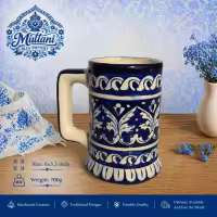 Blue Pottery Lassi Mug | Tea Mug | Coffee Mug | Handmade Ceramic Mug | Multani Handmade and Hand Painted Traditional Blu
