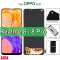6.4" Display For Oppo Realme 8 / Realme 8Pro RMX3081 LCD Display Touch Screen with Fingerprint, For Realme8 RMX3085 LCD Replace. 