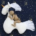 Baby White Horse Pillow Newborn Photography Prop Full Moon Photo Shoot Support Cute Theme. 