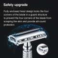Double Edge Safety Razor Old-fashioned Metal Shaver Beard Barber Wet Shaving Twist Open for Men Women With 5 Blades and Mirror.